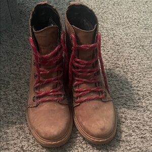 Sorel Brown Boots with Red Accents